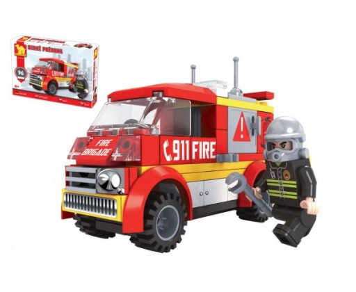 Stavebnice Dromader auto hasiči 96 dílků v krabičce 22x15x5cm Dromader