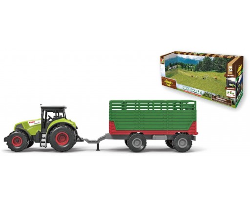 Traktor farmářský 29cm set s přívěsem na baterie Světlo Zvuk v krabici HRAČKY