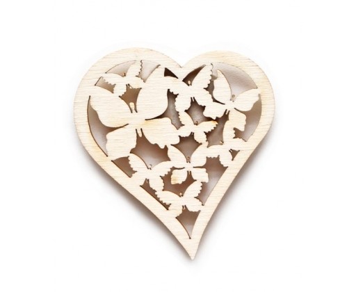 Velikonoční dřevěná dekorace - výřez / motýlkové srdce 6