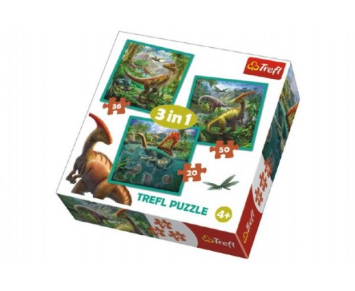 Puzzle 3v1 Svět Dinosaurů 20x19