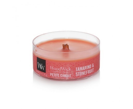 Aromatická malá svíčka s dřevěným knotem Tamarind & Stonefruit 31 g WoodWick