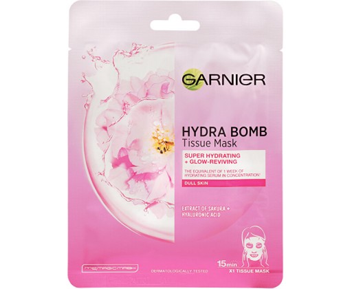 Garnier Hydratační textilní maska na oživení jasu Sakura Skin Naturals Hydra Bomb  28 g Garnier