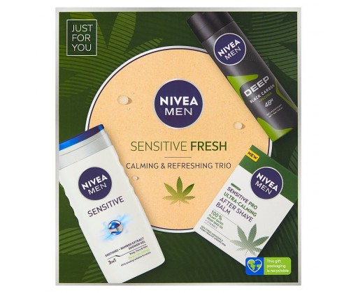 Nivea Men Sensitive Fresh Balm Hemp dárková sada 3 ks Nivea