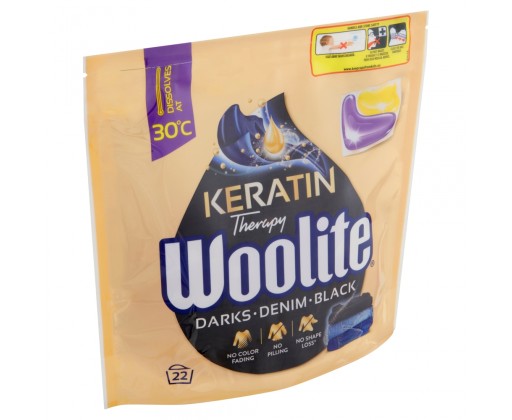 Woolite Keratin Therapy Darks Denim Black gelové kapsle na praní 22 ks Woolite