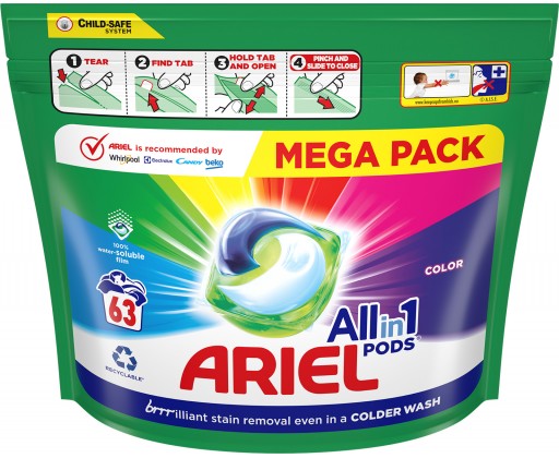 Ariel Color gelové kapsle na praní 63 ks Ariel